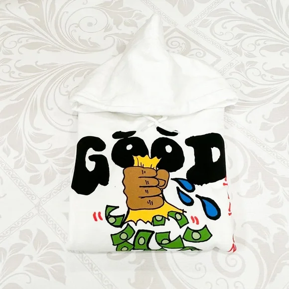 FashionNova Good Money Hoodie White Large